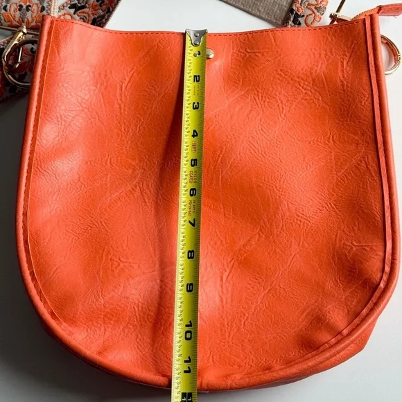 Ah • Adorned Orange Vegan Leather Shoulder Bag Boho Chic Crossbody Handbag - Picture 10 of 12